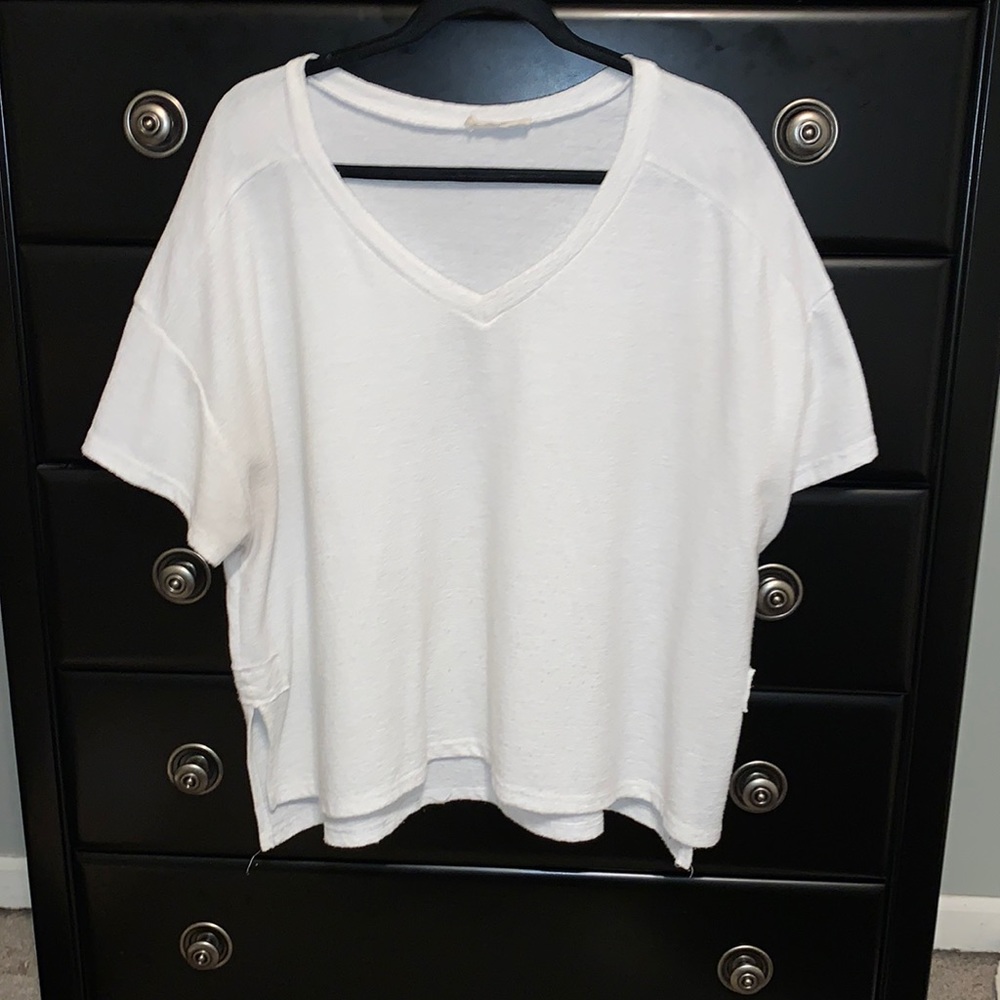 White V-Neck Top